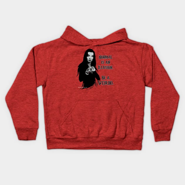 Morticia Addams, "Normal Is An Illusion. Be A Weirdo." Kids Hoodie by marlarhouse